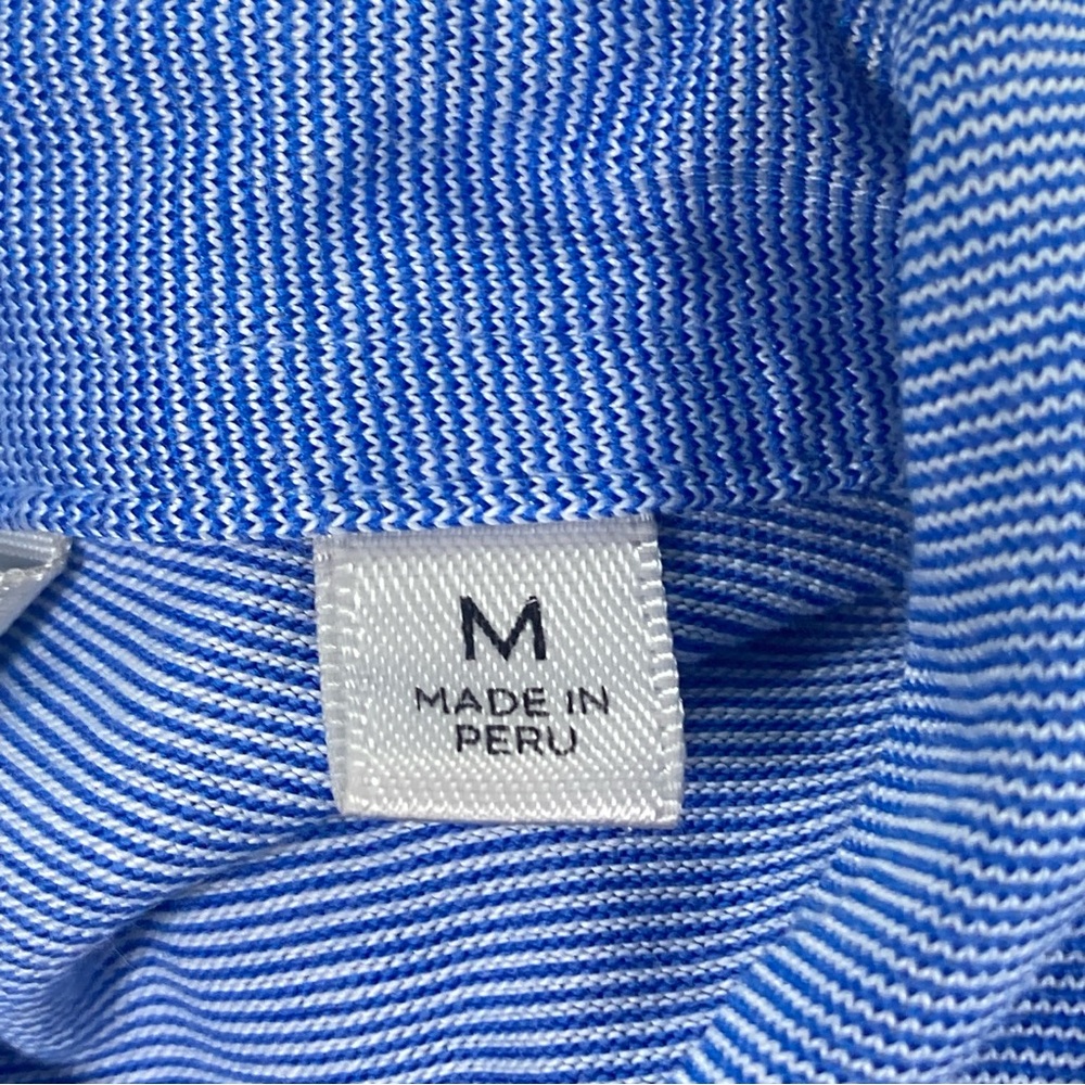 Travis Mathew Polo Shirt Mens Medium Blue Striped Golf Performance Short Sleeve - Picture 11 of 16